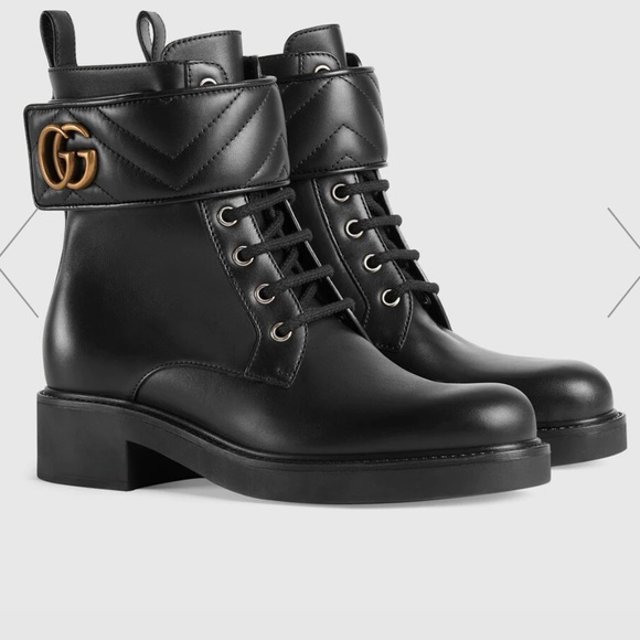 Gucci GG Boots, Gucci Moto Boots, ankle boot with Double G, Gucci leather boots - Picture 3 of 8